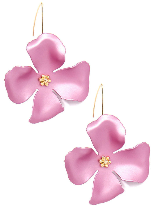 Chroma Petals Threader Earring: Metallic Pink