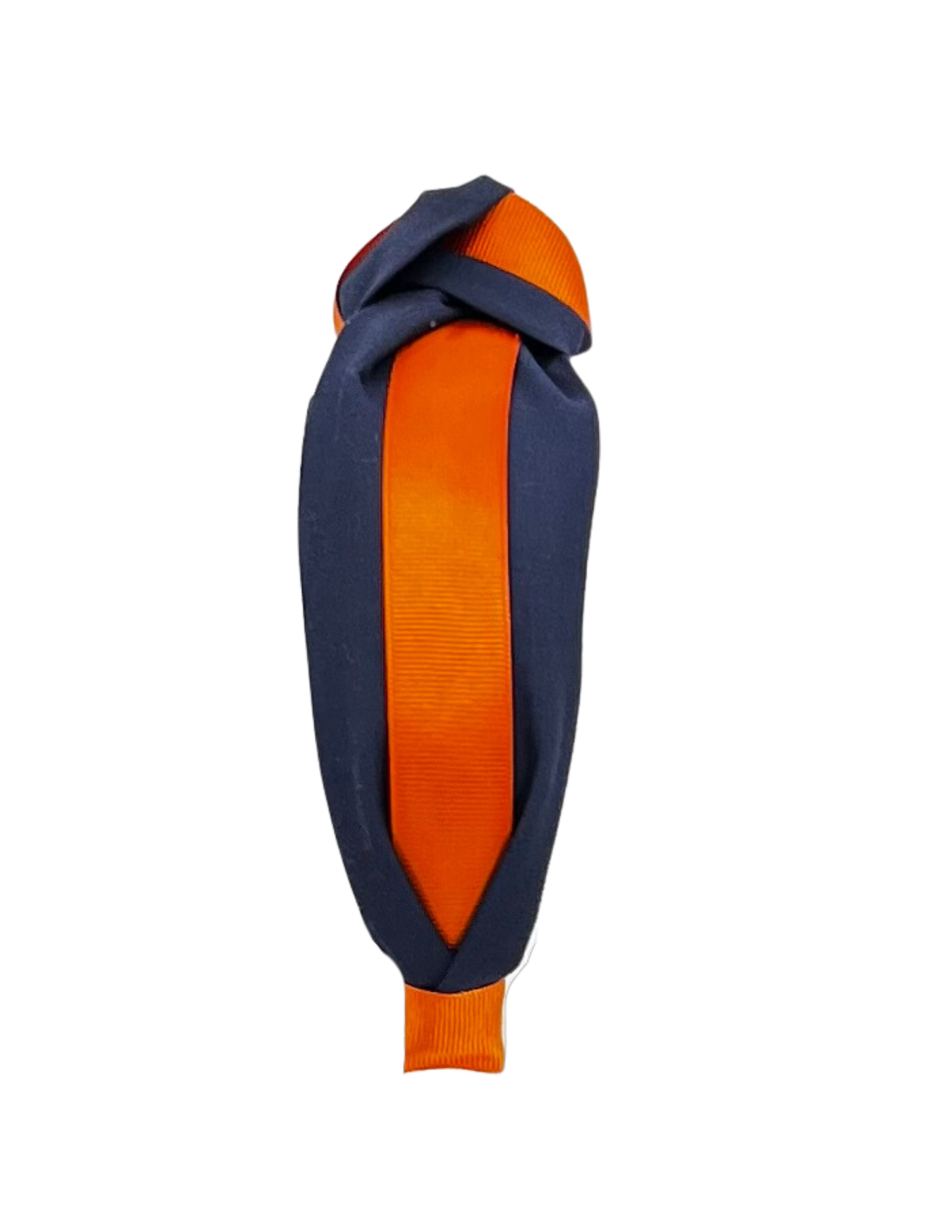 Orange Ribbon on Navy Handmade Knot Headband