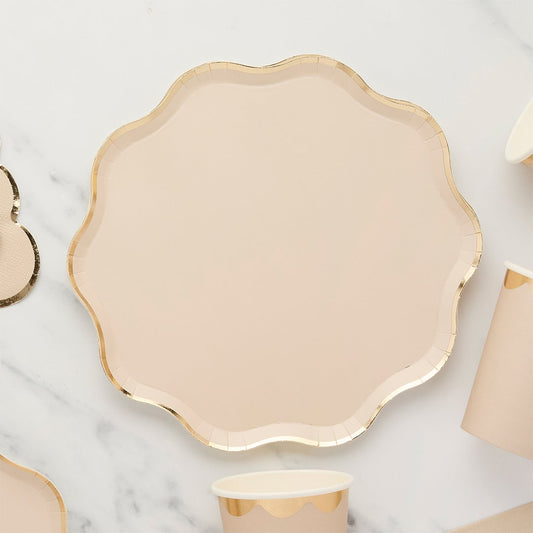 Champagne Scalloped Paper Plates