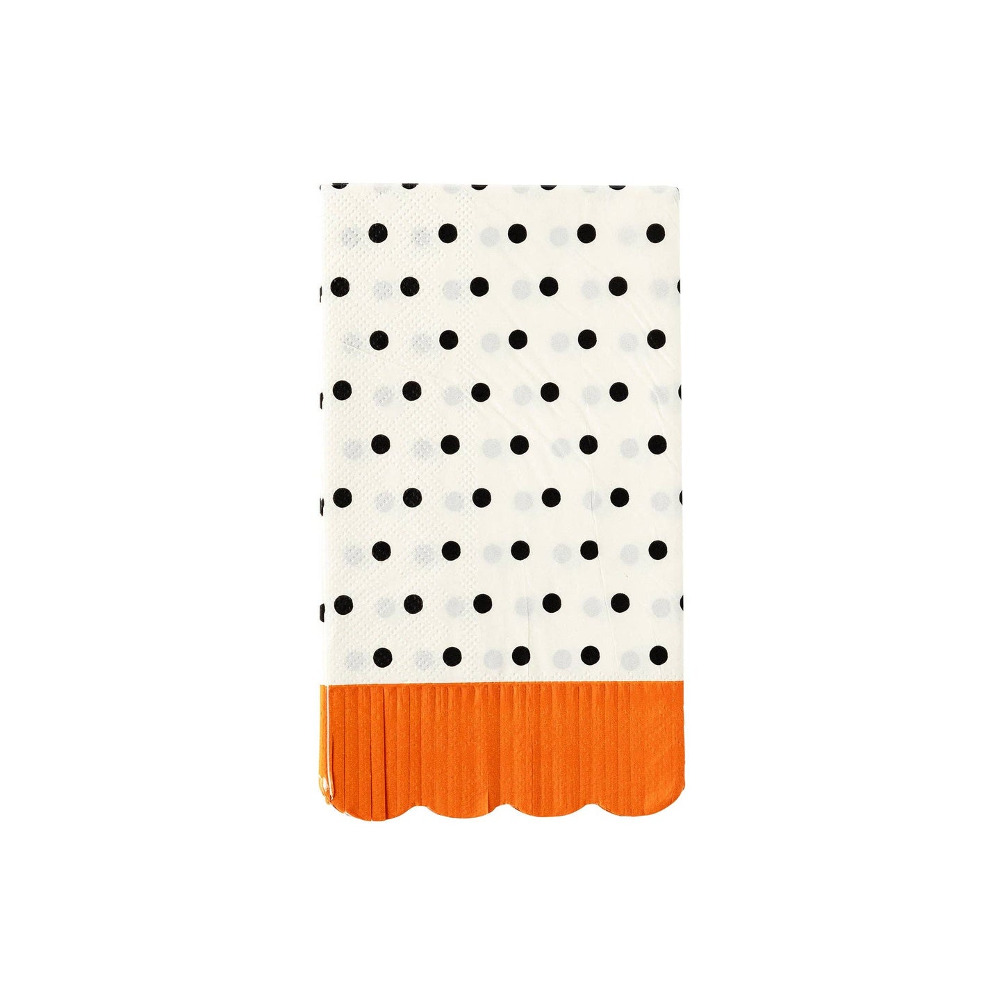 White & Black Polka Dot Fringed Dinner Napkin