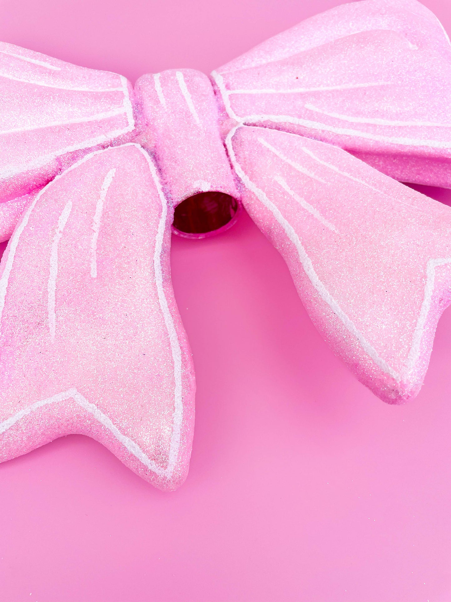 Pink Glitter Bow Christmas Tree Topper