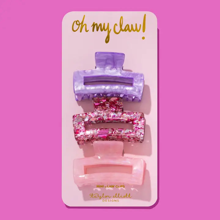 Pink Confetti Claw Clip Trio