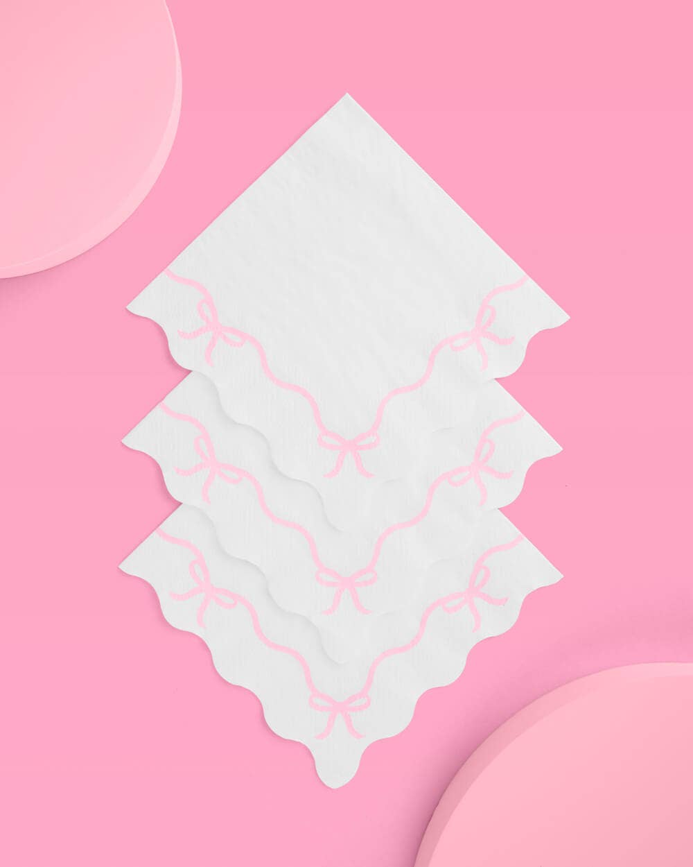 Pink Bow Scalloped Napkins