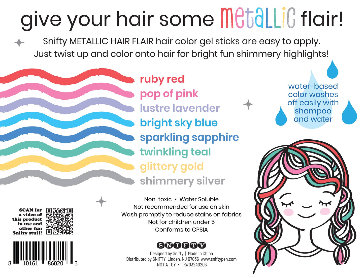 Metallic Shimmery Hair Flair Color Gel Sticks Set