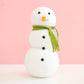 Flocked Snowman with Light Green Scarf (12")