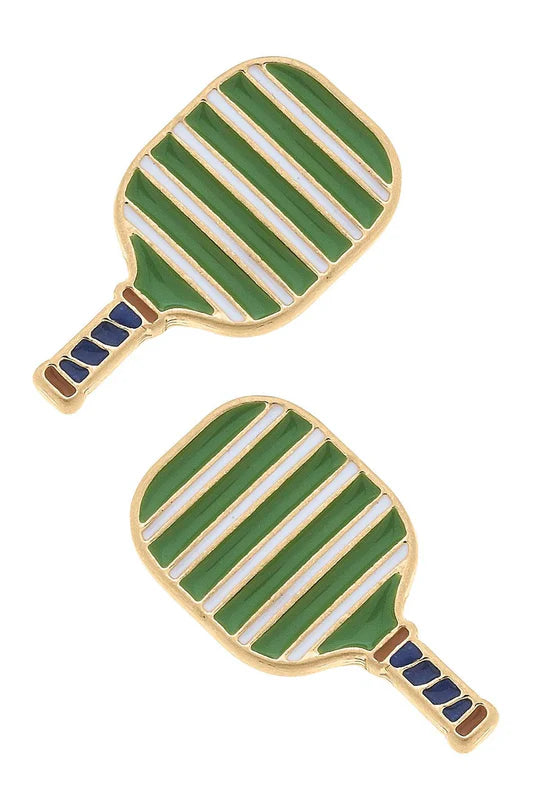 Ellie Pickleball Paddle Stud Earrings: Green