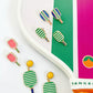 Ellie Pickleball Paddle Stud Earrings: Green