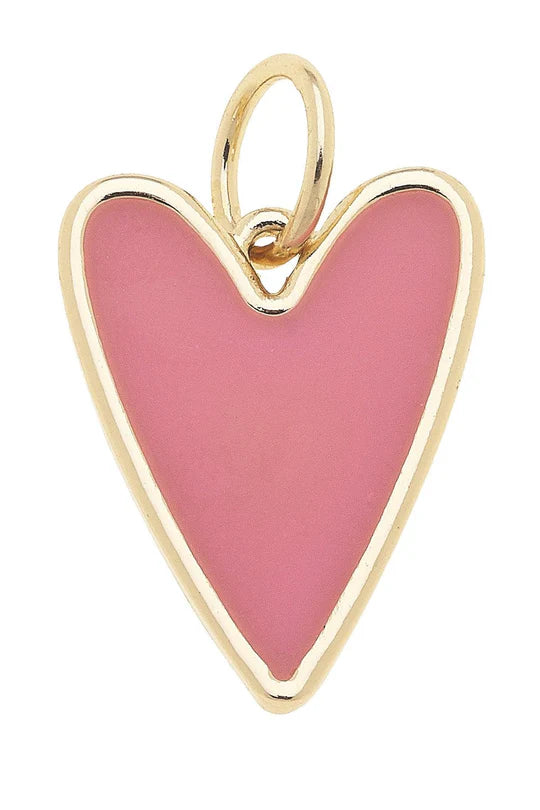 Pink Enamel Heart Charm