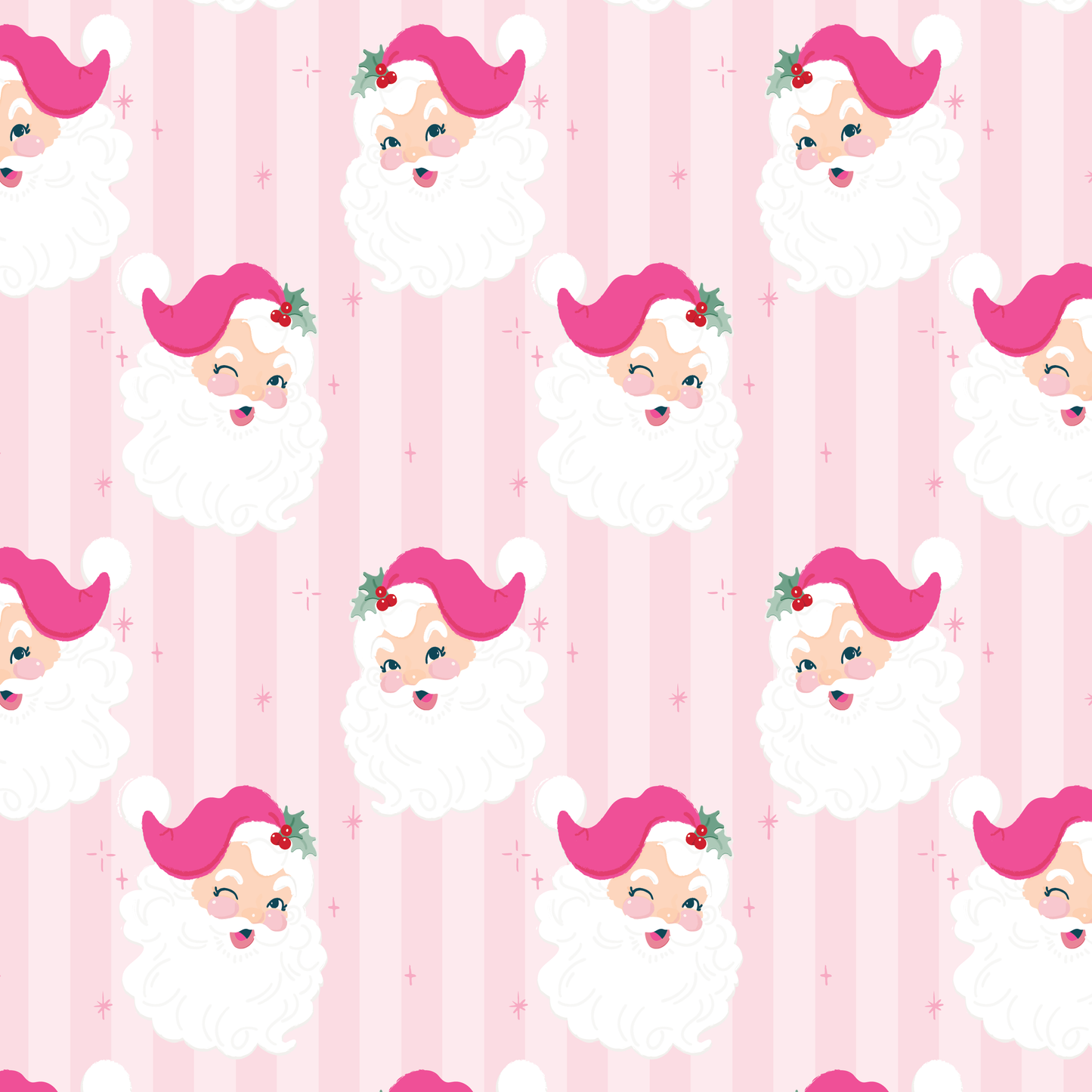 Pink Retro Santa Wrapping Paper (Roll of 3 Sheets)