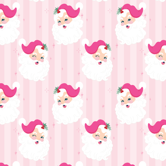 Pink Retro Santa Wrapping Paper (Roll of 3 Sheets)