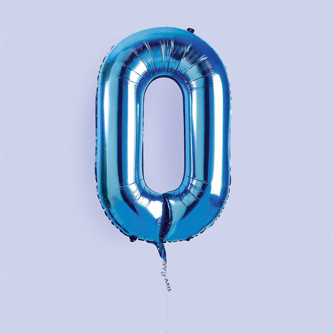 Hootyballoo by Club Green - Blue Number '0' Foil Balloon 34"
