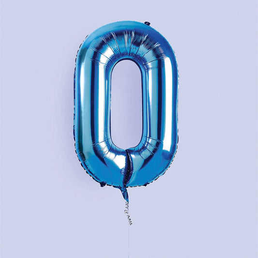 Hootyballoo by Club Green - Blue Number '0' Foil Balloon 34"