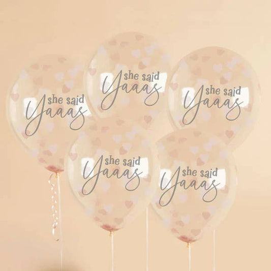 Hootyballoo by Club Green - She Said Yaaas Confetti Filled 12" Latex Balloons  5 Pack