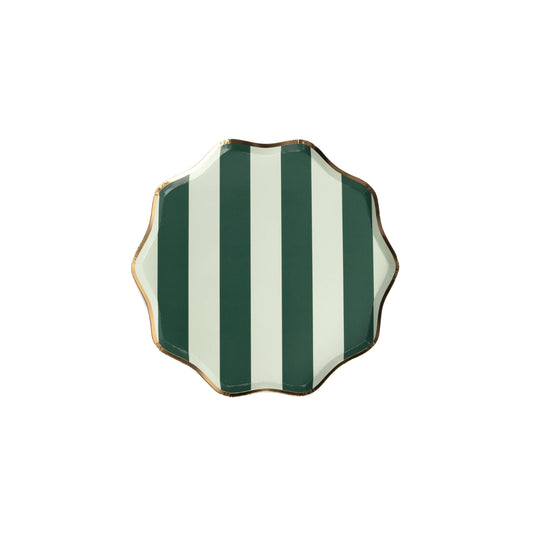 Holiday Stripes Scalloped Dessert Paper Plates