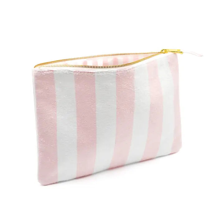 Large Pink Stripe Terry Cloth Pouch