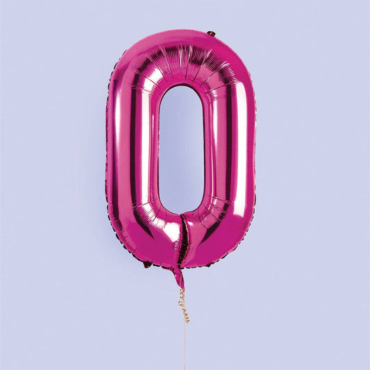 Hootyballoo by Club Green - Hot Pink Number '0' Foil Balloon 34"