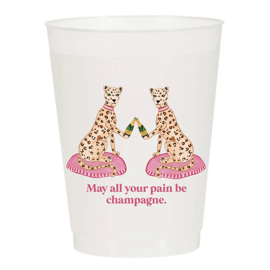 Set of 10 Reusable Cups: May Your Pain Be Champagne