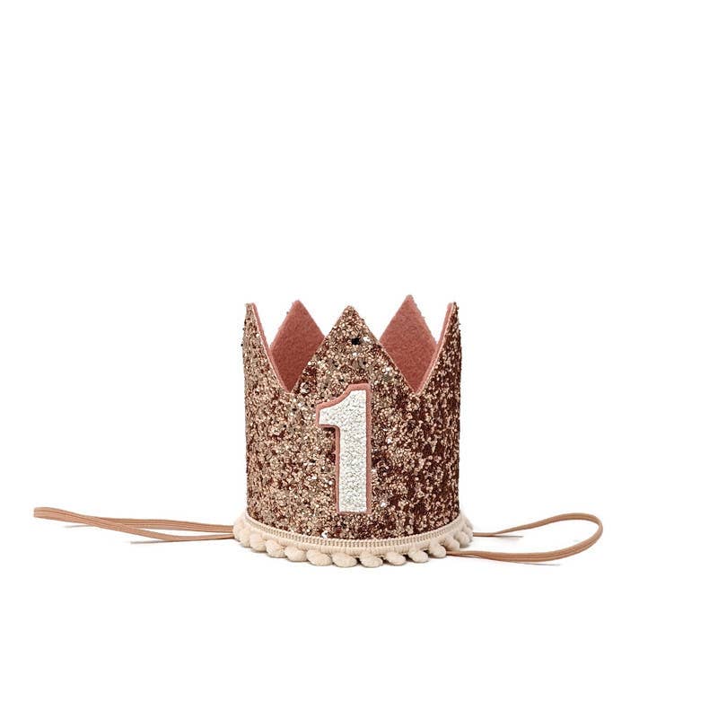 Rose Gold Glitter Felt Crown: 1