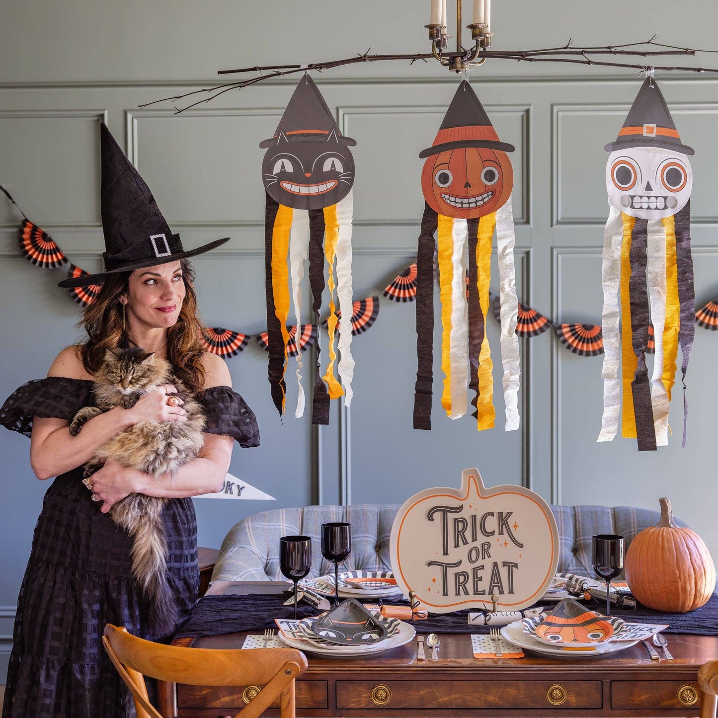 Pumpkin Shaped "Trick or Treat" Bamboo Serving Plate