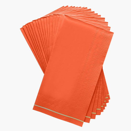 Guest Paper Napkins: Orange with Gold Stripe