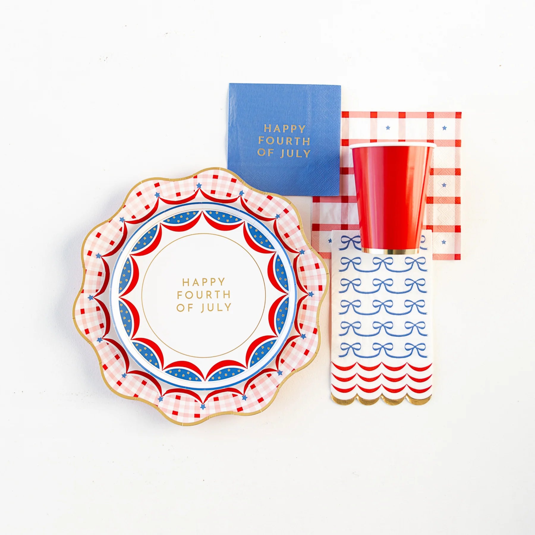 Red Gingham 4th of July Large Napkins - Thumbnail 5