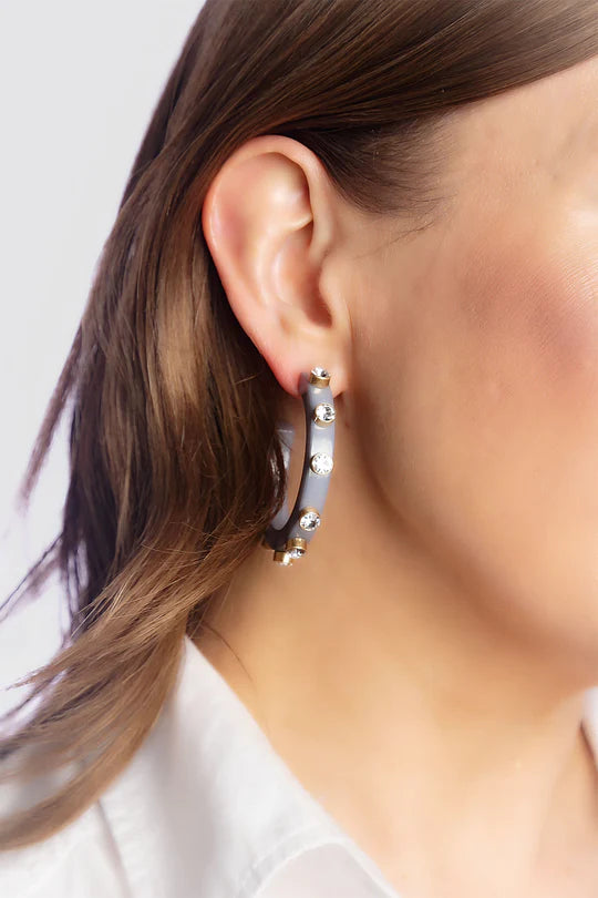 Renee Hoop Earrings: Gray