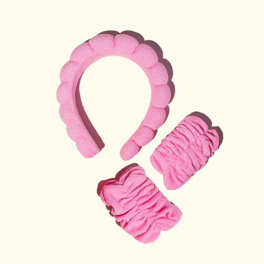 Headband and Wristband Set: Hot Pink