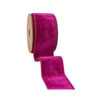 2 1/2" Wired Premium Velvet Ribbon | Hot Pink w/ Pink Dupioni Backing | 5 Yard Roll