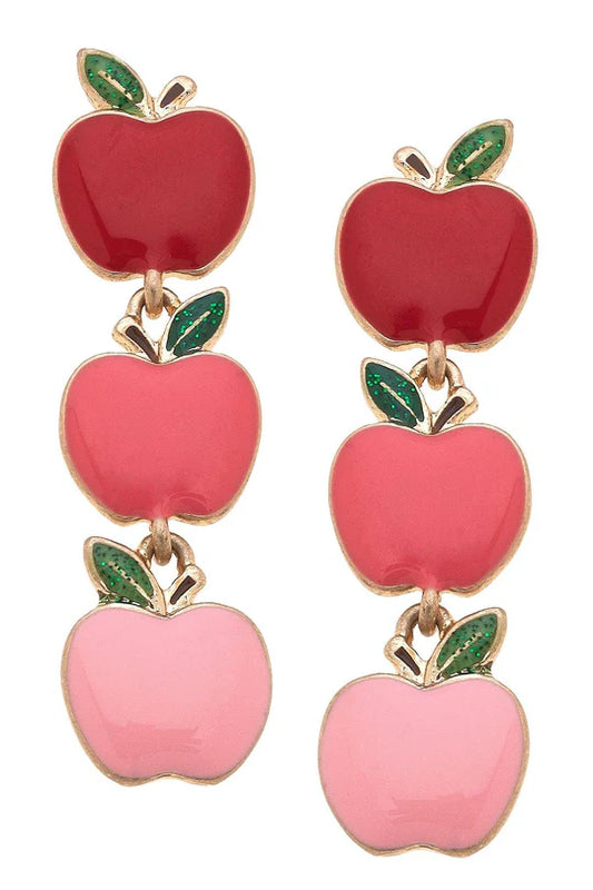 Linked Apple Enamel Earrings