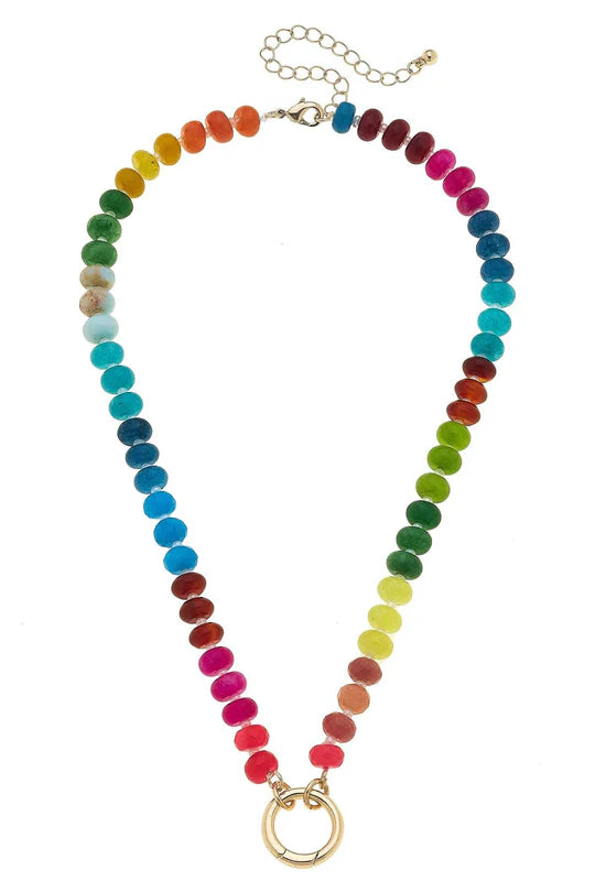 Lucy Multi-Colored Gemstone Beaded Charm Necklace Base