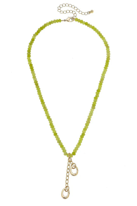 Lime Green Lucy Gemstone Beaded Charm Necklace Base