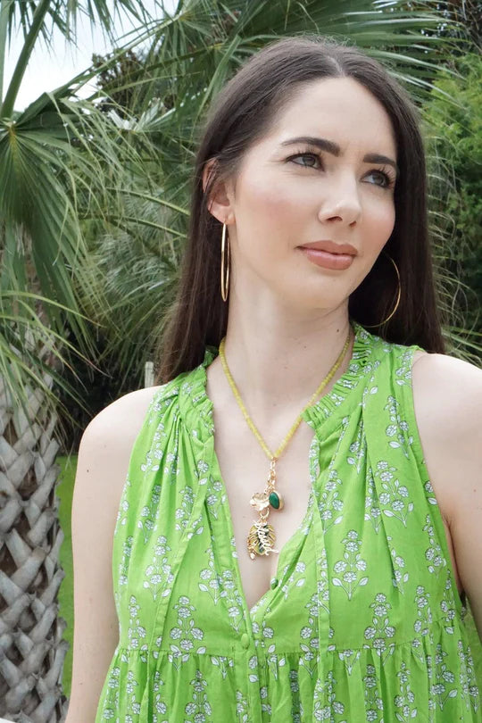 Lime Green Lucy Gemstone Beaded Charm Necklace Base