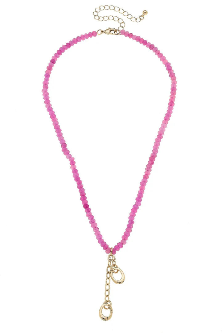 Magenta Pink Lucy Gemstone Beaded Charm Necklace Base