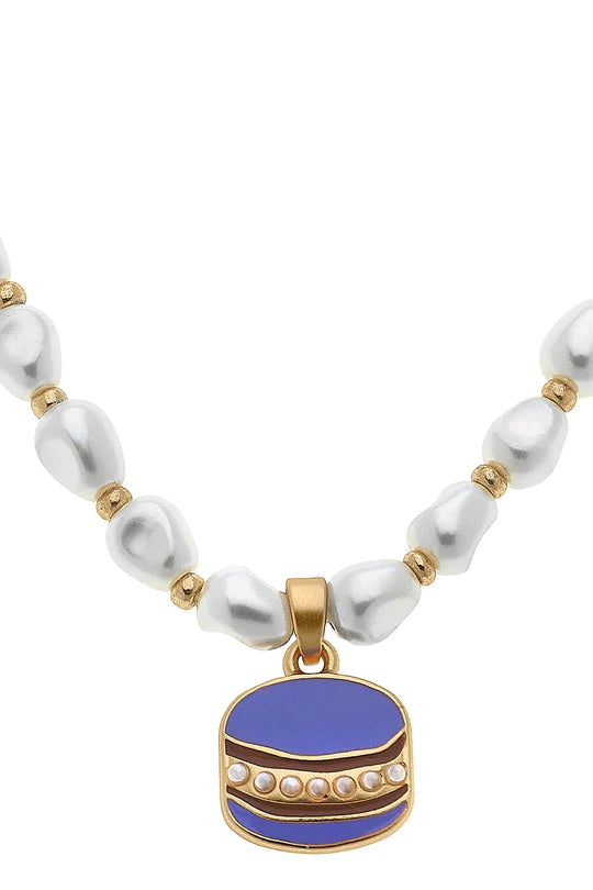 Madeleine Pearl & Macaron Children's Necklace: Purple