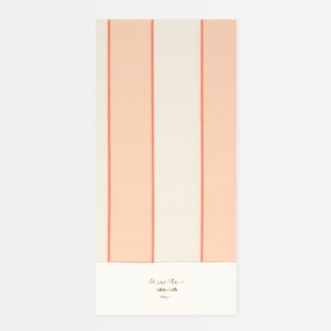 Peach Stripe Paper Tablecloth