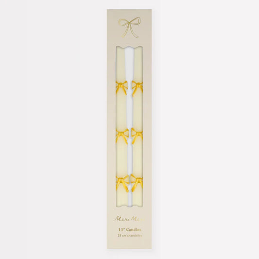 Gold Bow Taper Candles