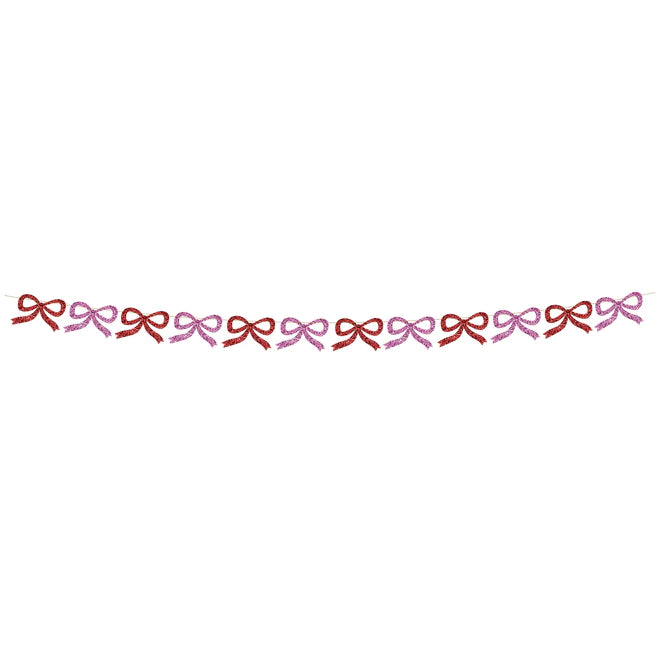 Glitter Bow Garland: Red & Pink