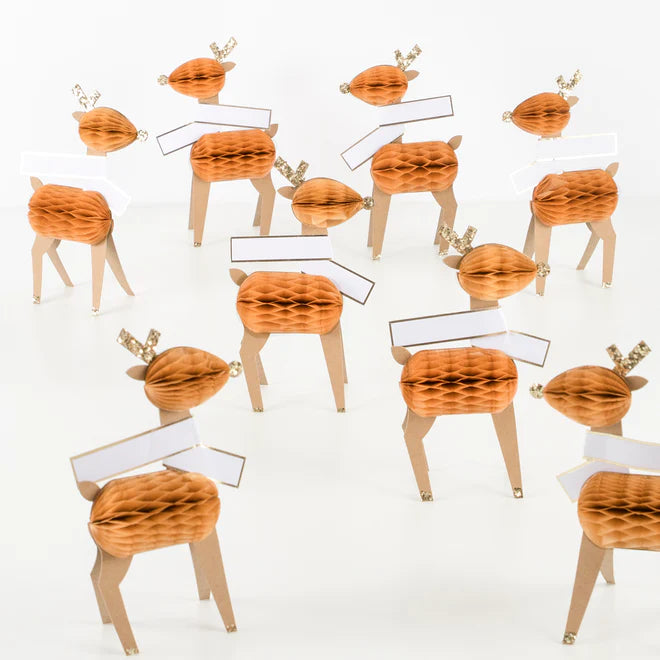 Place Cards: Honeycomb Reindeer