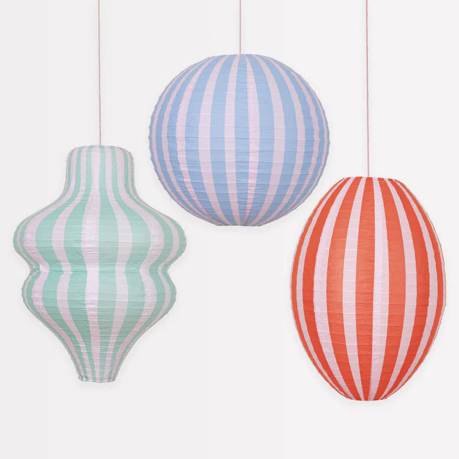 Stripy Paper Lanterns Set