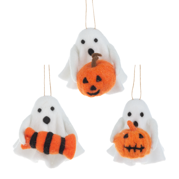 Felted Wool Ghost Ornaments (Multiple Styles Available)