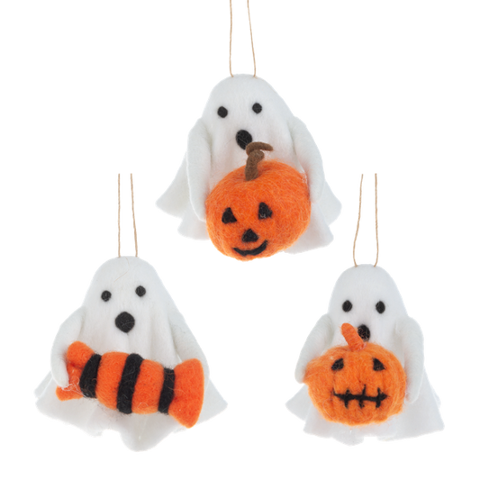 Felted Wool Ghost Ornaments (Multiple Styles Available)