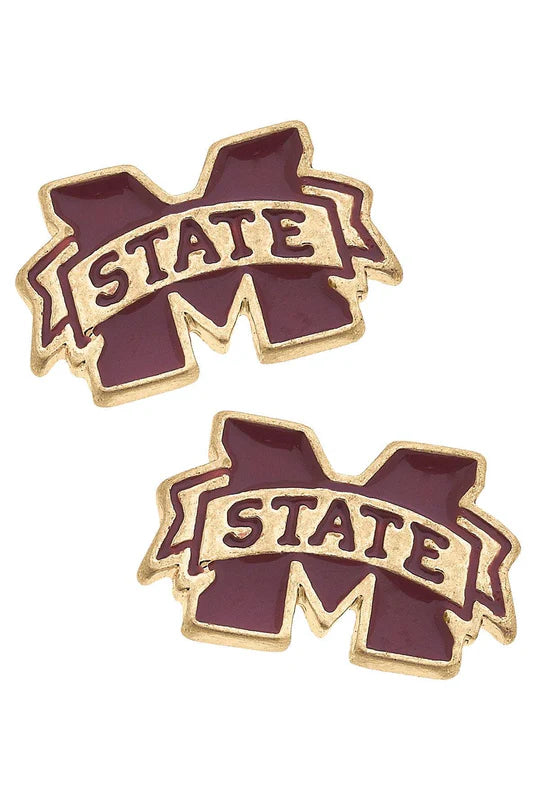 Mississippi State Bulldogs Enamel Stud Earrings