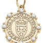 Pearl Studded Coin Charm in Shiny Gold