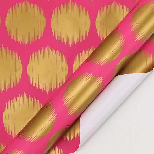 Pink with Metallic Gold Dots Wrapping Paper