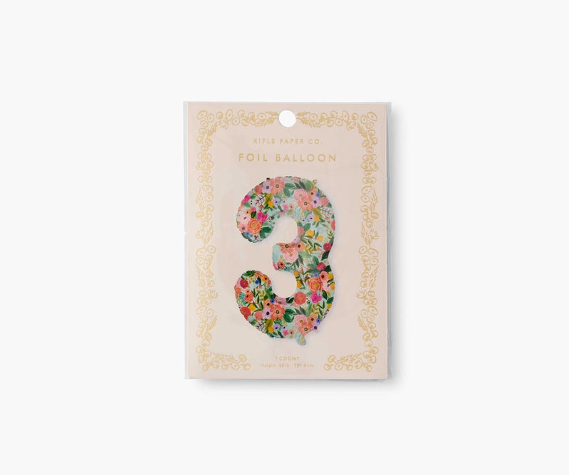 Garden Party Numbered Foil Balloon: 3