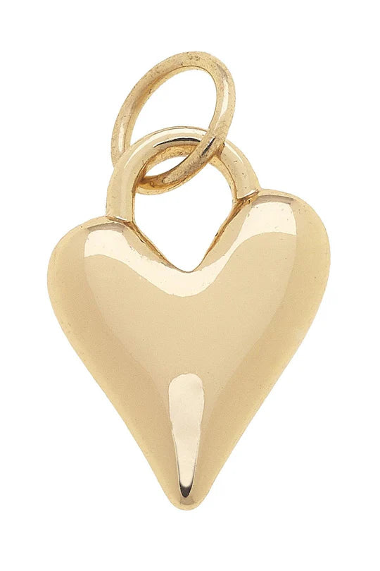Puffy Heart Charm in Shiny Gold
