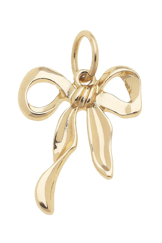 Ribbon Bow Charm in Shiny Gold