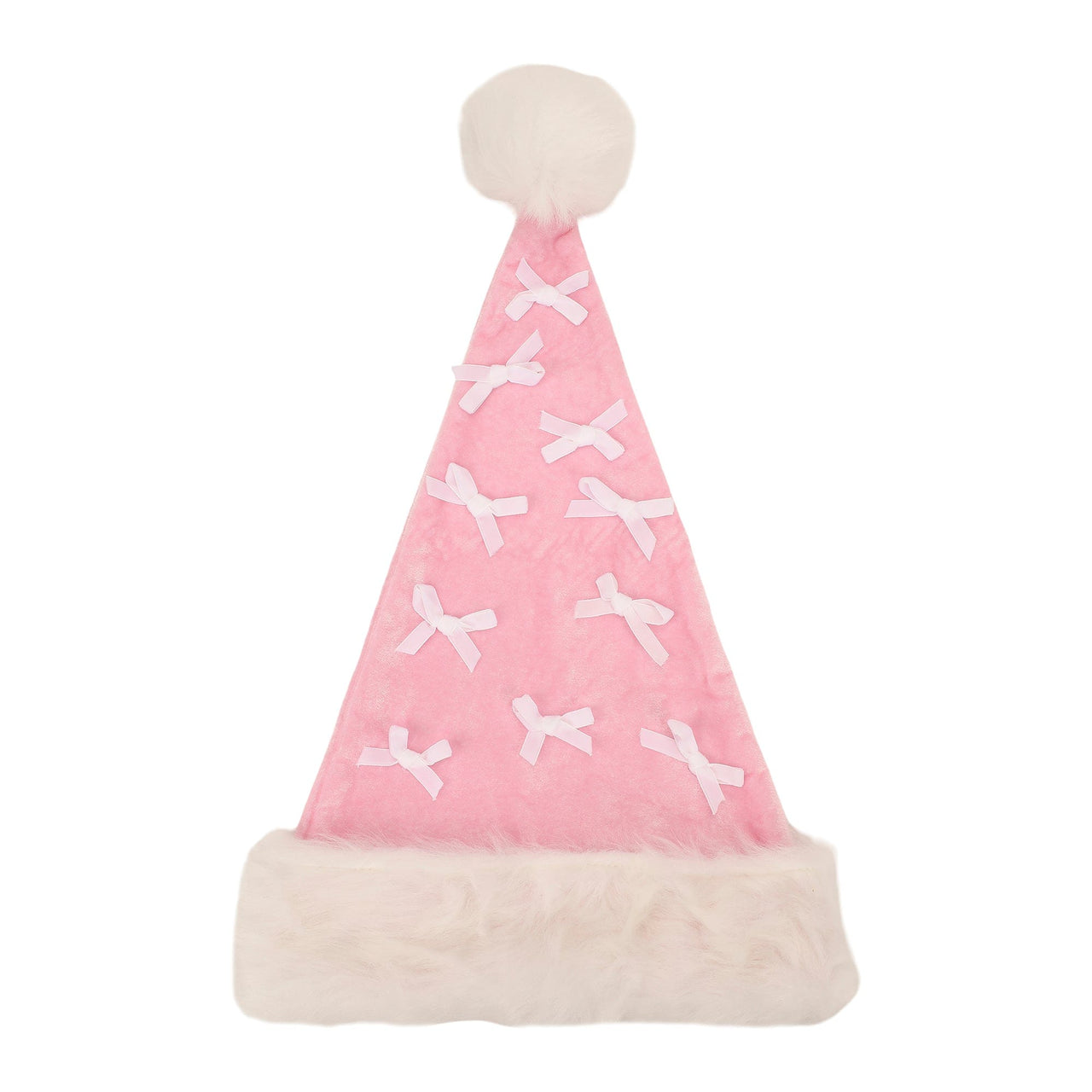 Pink Velvet & Bows Santa Hat
