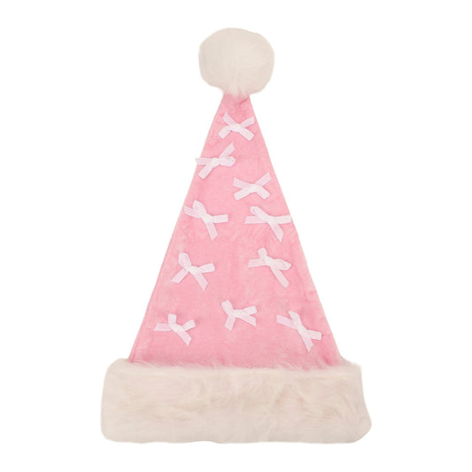 Pink Velvet & Bows Santa Hat