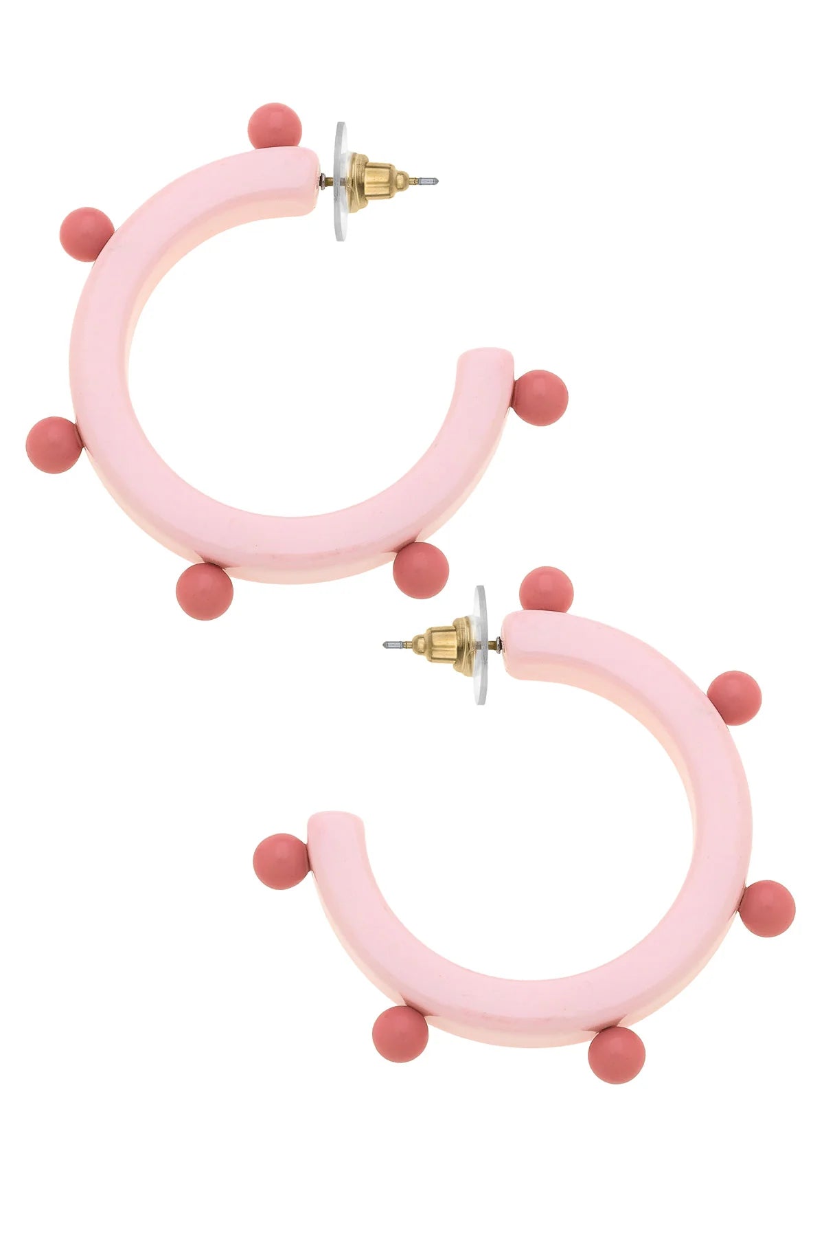 Light Pink Olivia Studded Resin Hoop Earrings